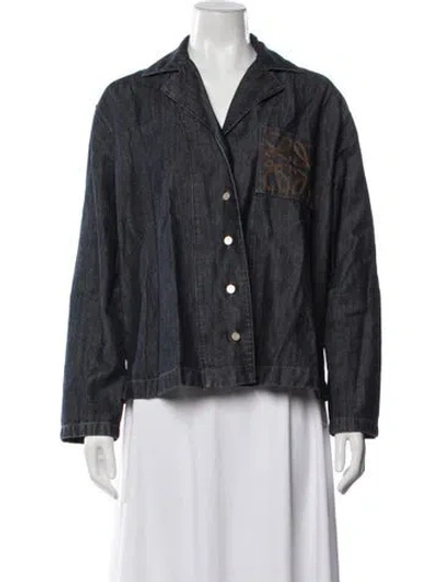 Pre-owned Loewe Anagram Denim Jacket In Blue