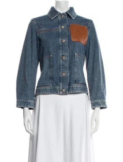 Pre-owned Loewe Anagram Denim Jacket In Blue