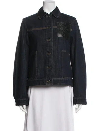 Pre-owned Loewe Anagram Denim Jacket W/ Tags In Blue