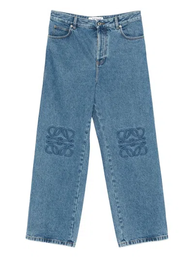Loewe Men Anagram Denim Jeans In Blue