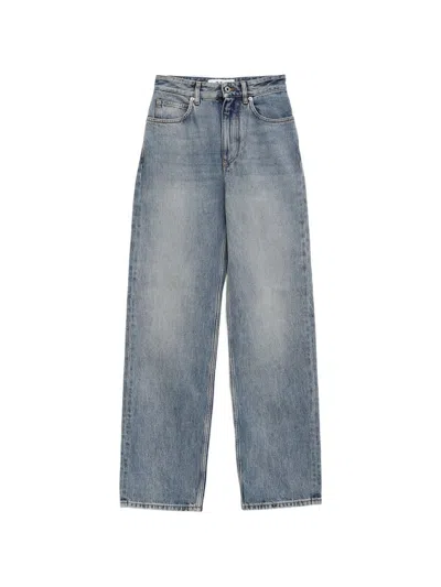 Loewe Anagram Straight Faded Jeans In Gray