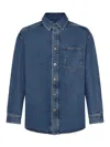 Loewe Mens Mid Blue Denim Anagram-embroidery Long-sleeves Denim Overshirt In Blue