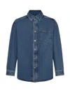 Loewe Mens Mid Blue Denim Anagram-embroidery Long-sleeves Denim Overshirt In Blue