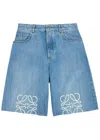 Loewe Anagram Denim Shorts In Blue