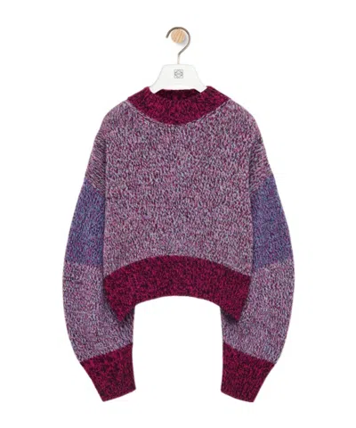 LOEWE LOEWE BALLOON SLEEVED CREWNECK CROPPED SWEATER