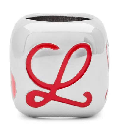 Loewe Anagram Dice Bag Charm In Silver