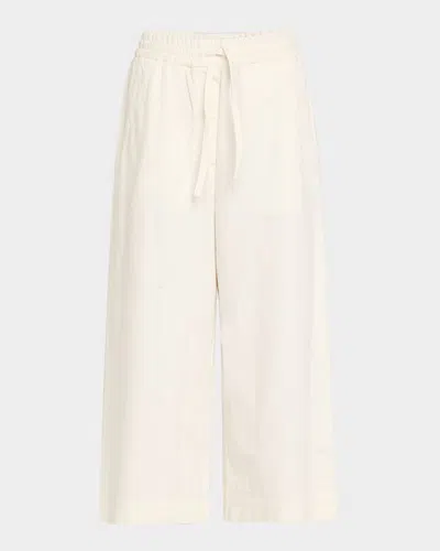 LOEWE ANAGRAM DRAWSTRING WIDE LEG CROPPED DENIM TROUSERS