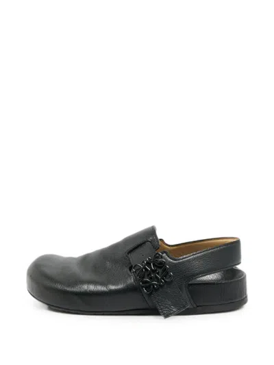 Pre-owned Loewe Anagram Ease Slingback Sandals In Black