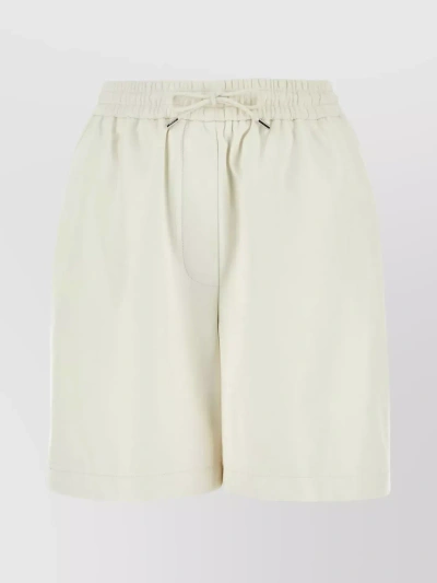 Loewe Elastic Waist Leather Shorts In White