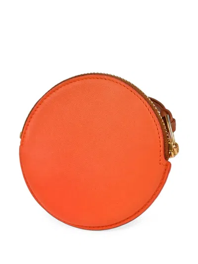 Pre-owned Loewe Anagram Embossed Coin Purse In Orange