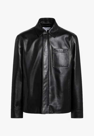 LOEWE ANAGRAM EMBOSSED LEATHER JACKET