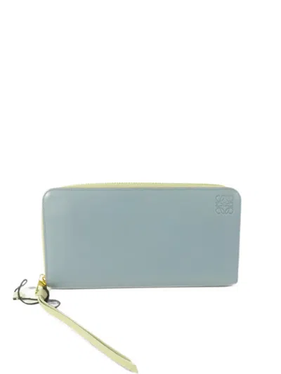 Pre-owned Loewe Anagram Embossed Nappa Wallet In Blue