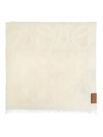 Loewe Anagram-embossed Scarf In Neutral
