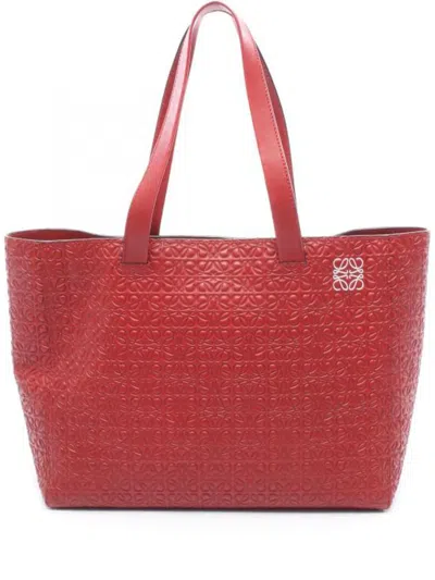 Pre-owned Loewe Anagram-embossed Tote Bag In Red