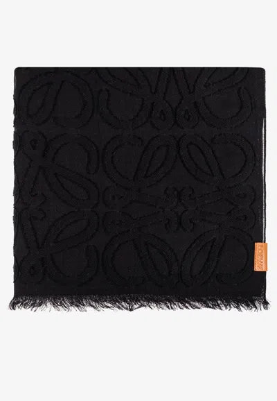 Loewe Anagram-embossed Wool And Silk Scarf In Multi