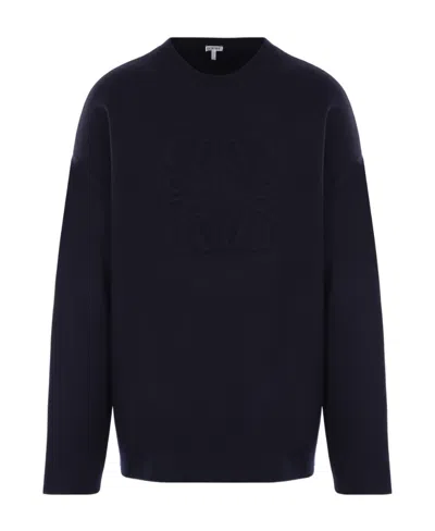 Loewe Anagram-embossed Wool Jumper In Blue