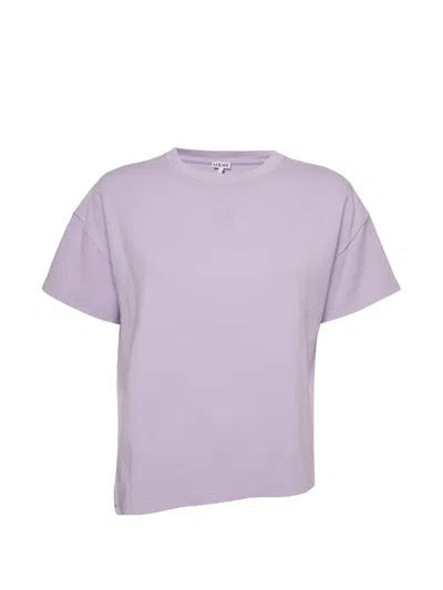 Pre-owned Loewe Anagram Embroidered Asymmetric T-shirt In Purple