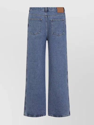 Loewe Anagram Embroidered Baggy Jeans With Wide Leg In Blue