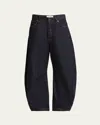 Loewe Anagram Embroidered Barrel Leg Jeans In Indigo Blue