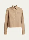 LOEWE ANAGRAM EMBROIDERED BUTTON DOWN TRAPEZE BLOUSE