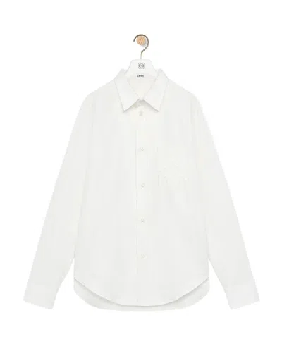 Loewe Anagram-embroidered Cotton Shirt In White