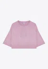 Loewe Women's Cropped Lilac T-shirt With Anagram Logo In Lilac