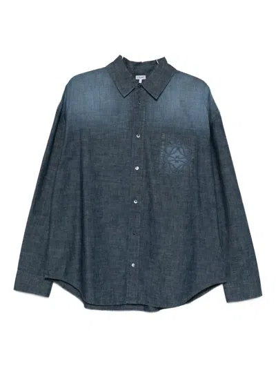 Loewe Anagram-embroidered Denim Shirt In Blue
