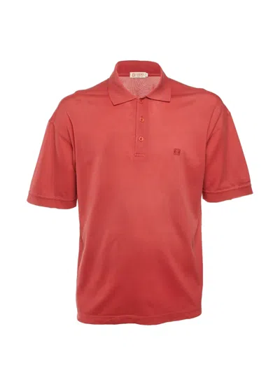Pre-owned Loewe Anagram Embroidered Polo Shirt In Red