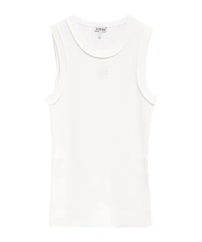 LOEWE LOEWE ANAGRAM EMBROIDERED RIBBED TOP