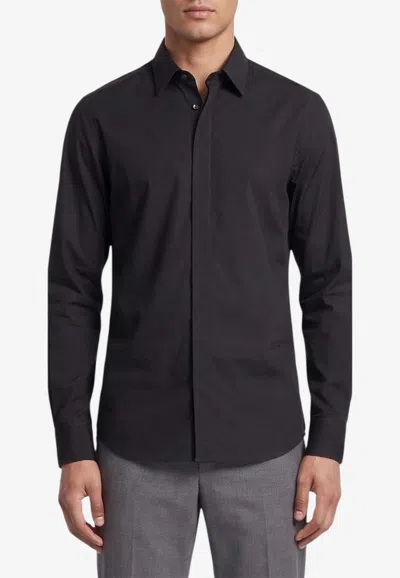 Loewe Anagram Embroidered Slim Shirt In Black