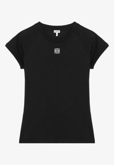 Loewe Anagram Embroidered Slim T-shirt In Black