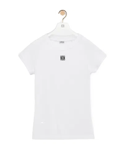 Loewe Anagram Embroidered Cotton-blend Jersey T-shirt In White