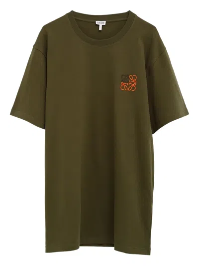 Loewe Anagram-embroidered T-shirt In Green