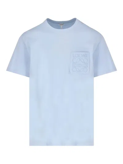 Loewe Anagram-embroidered T-shirt In Blue