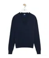 Loewe Anagram-embroidered V-neck Jumper In Blue