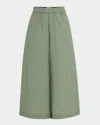 Loewe Anagram Embroidered Wide-leg Crop Pull-on Trousers In Sage