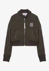 Loewe Chic Dark Green Cropped Bomber Jacket In Green