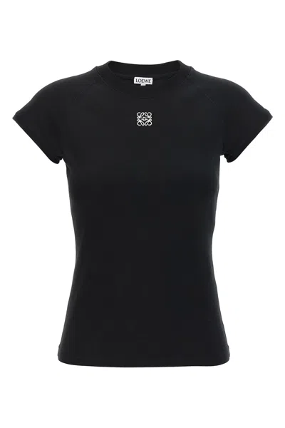 Loewe Anagram Embroidered Cotton-blend Jersey T-shirt In Black