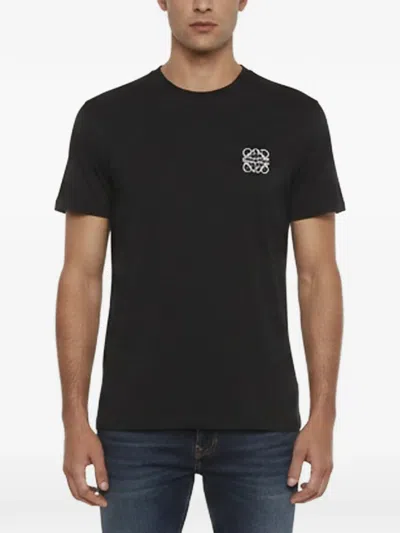 Pre-owned Loewe Anagram Embroidery T-shirt In Black