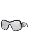 Loewe Anagram Fashion Mirrored Mask Sunglasses In Black/gray Mirrored Solid