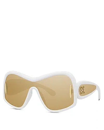 Loewe Anagram Fashion Mirrored Mask Sunglasses In Ivory Brown Mirror