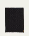 Loewe Anagram Fil Coupe Wool Silk Scarf In Black