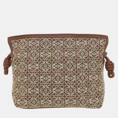 Pre-owned Loewe Anagram Flamenco Clutch With Strap In Brown