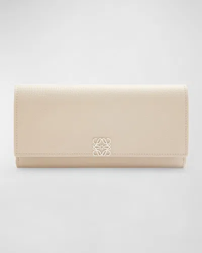 Loewe Anagram Flap Leather Continental Wallet In Neutral