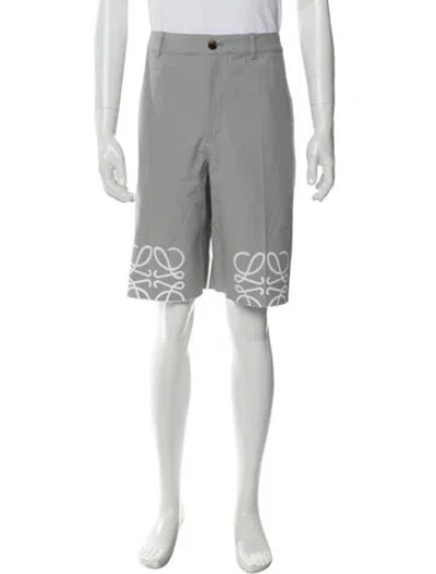 Pre-owned Loewe Anagram Flat Front Shorts In Gray