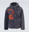 Loewe Pile Oversize Jacket Fleece Texture Hood In Blue