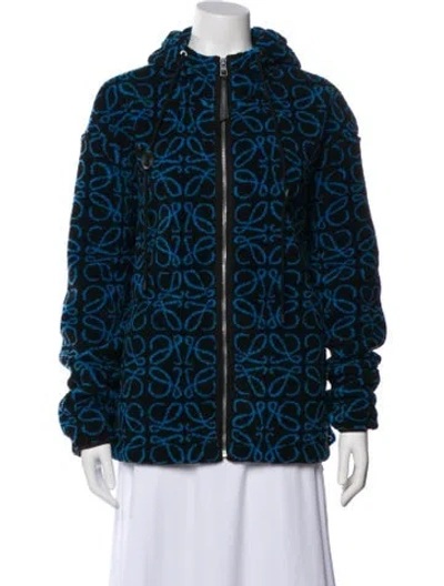 Pre-owned Loewe Anagram Fleece Printed Windbreaker In Blue
