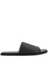 Loewe Black Anagram Flex Slides In Leather