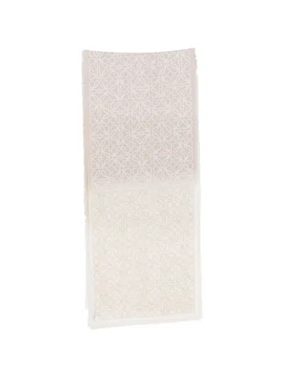 Loewe Anagram Frayed Scarf In Neutral