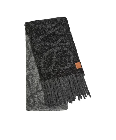 Loewe Anagram Fringed Alpaca-blend Scarf In Neutral